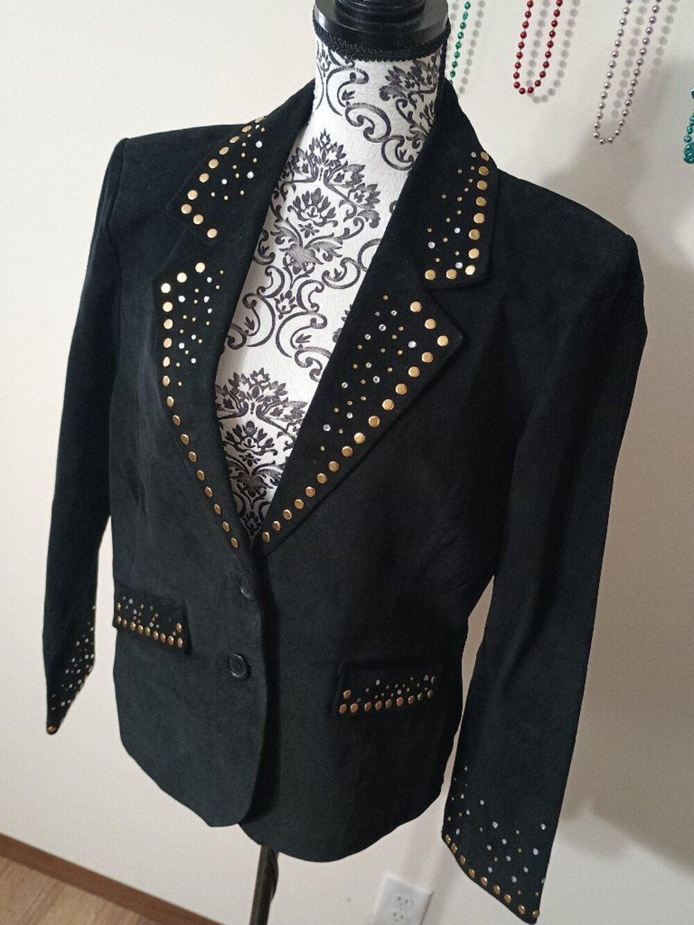 Outerwear By Lisa Black Suede Bedazzled Blazer Medium